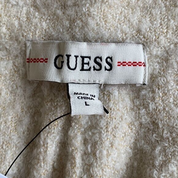 NWT Guess Wool Sweater Jogger Pants Reeda Lurex Boucle Oatmeal LARGE‎ - Picture 10 of 11